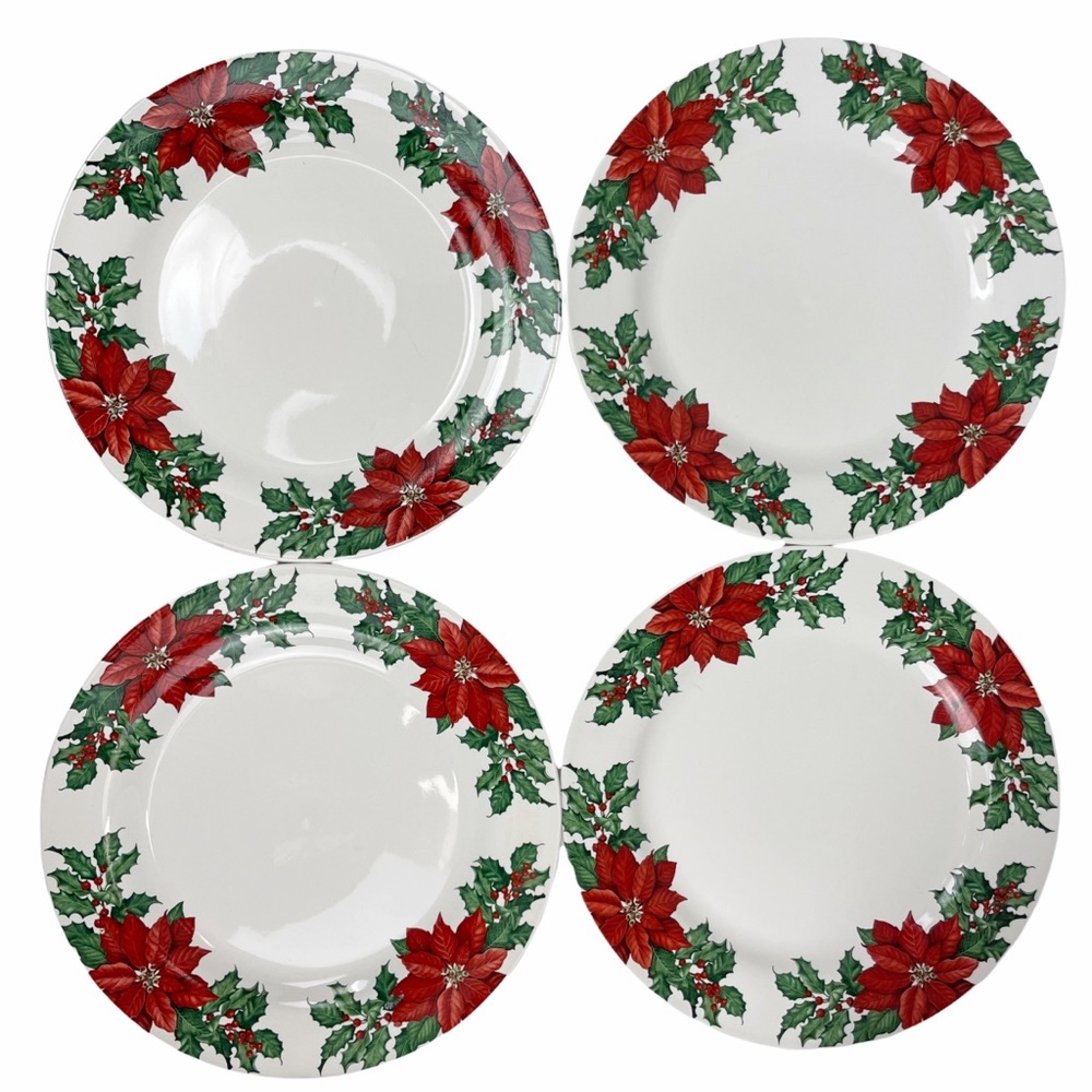 Hallmark Red Poinsettia Holiday 10.5 Dinner Plate - Picture 1 of 8